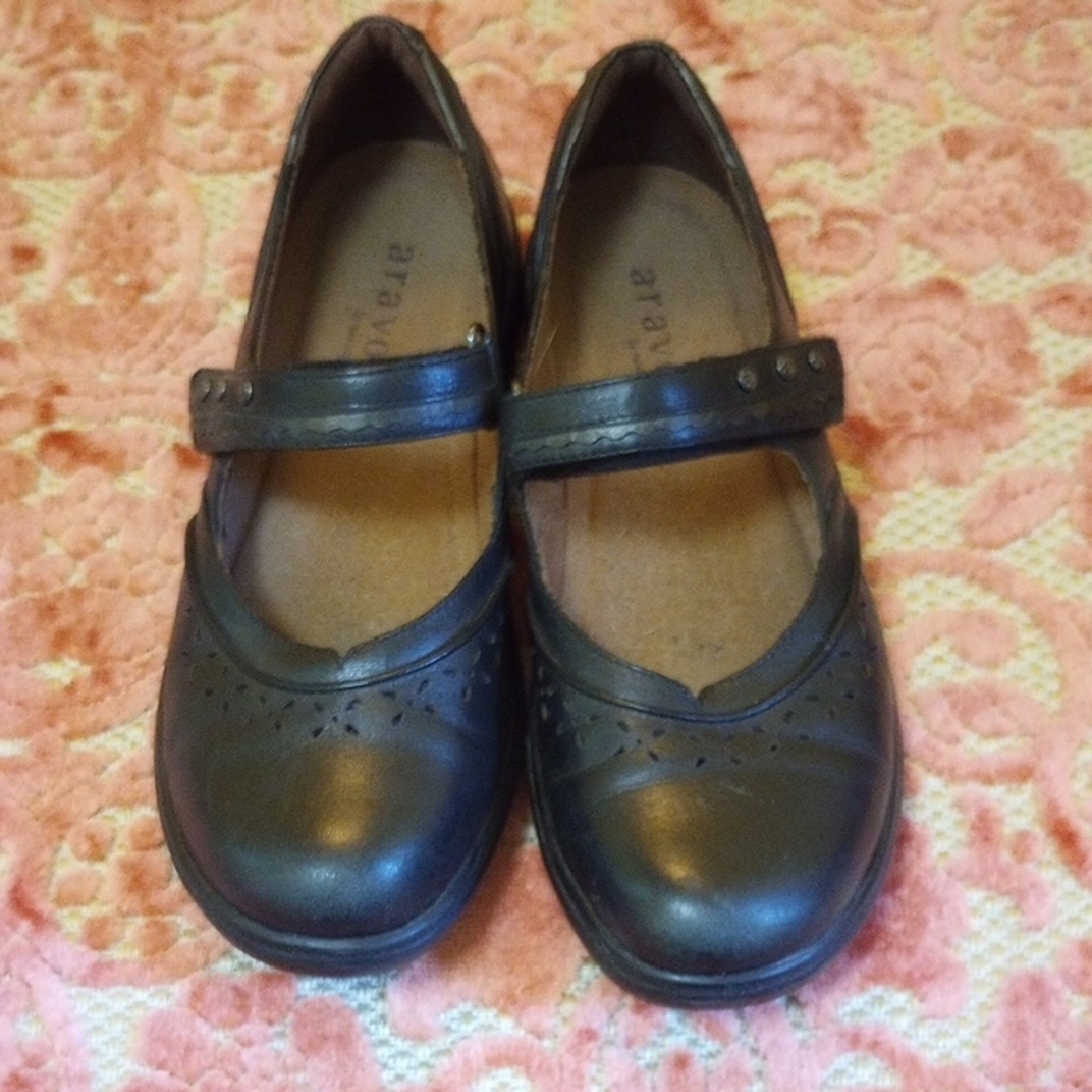 Aravon Black Dress Shoes Classic Mary Jane Style